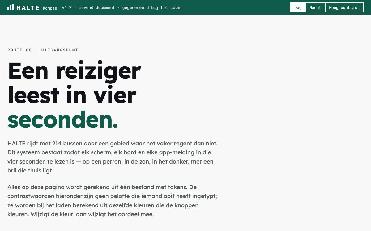 Halte Kompas — kleurladders met berekende contrastwaarden