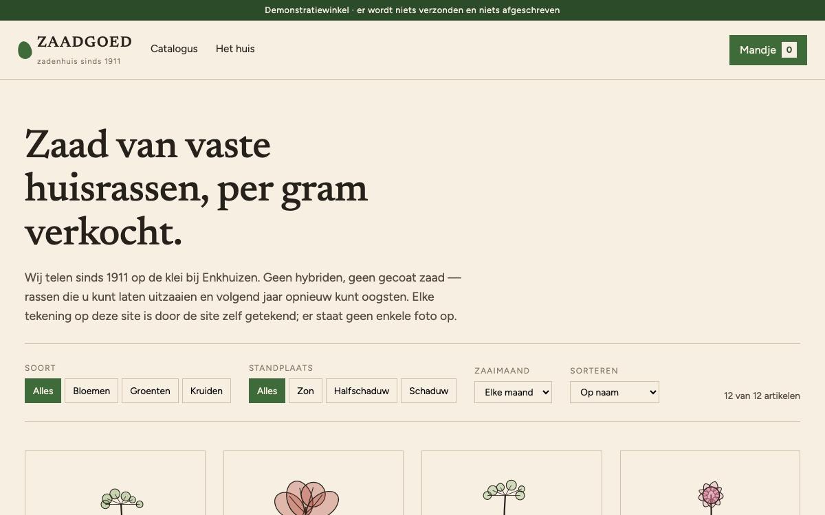 ZAADGOED — catalogus met getekende zaadzakjes