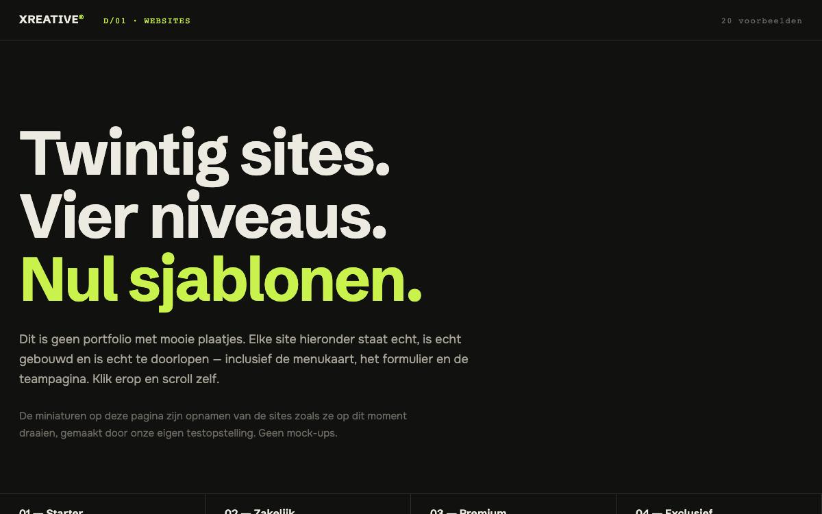 Het register — donker contactvel met twintig opnamen