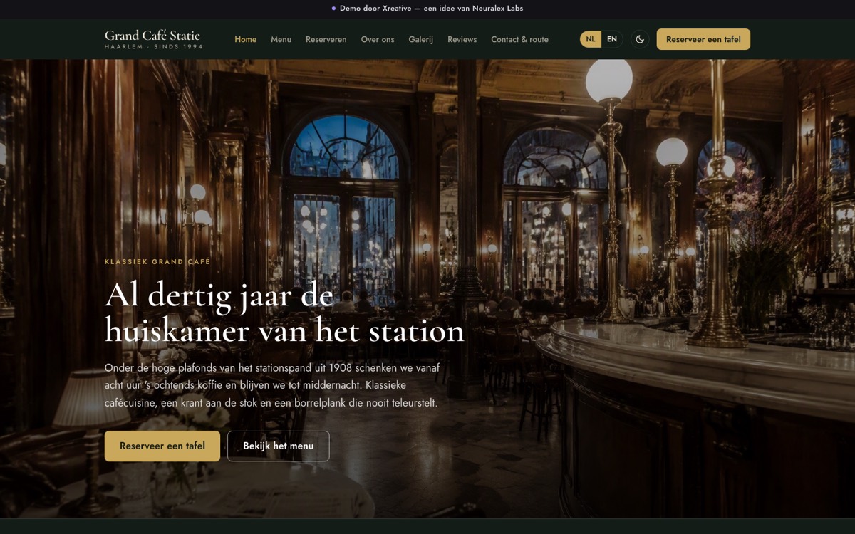 Grand Café Statie — zakelijk voorbeeld